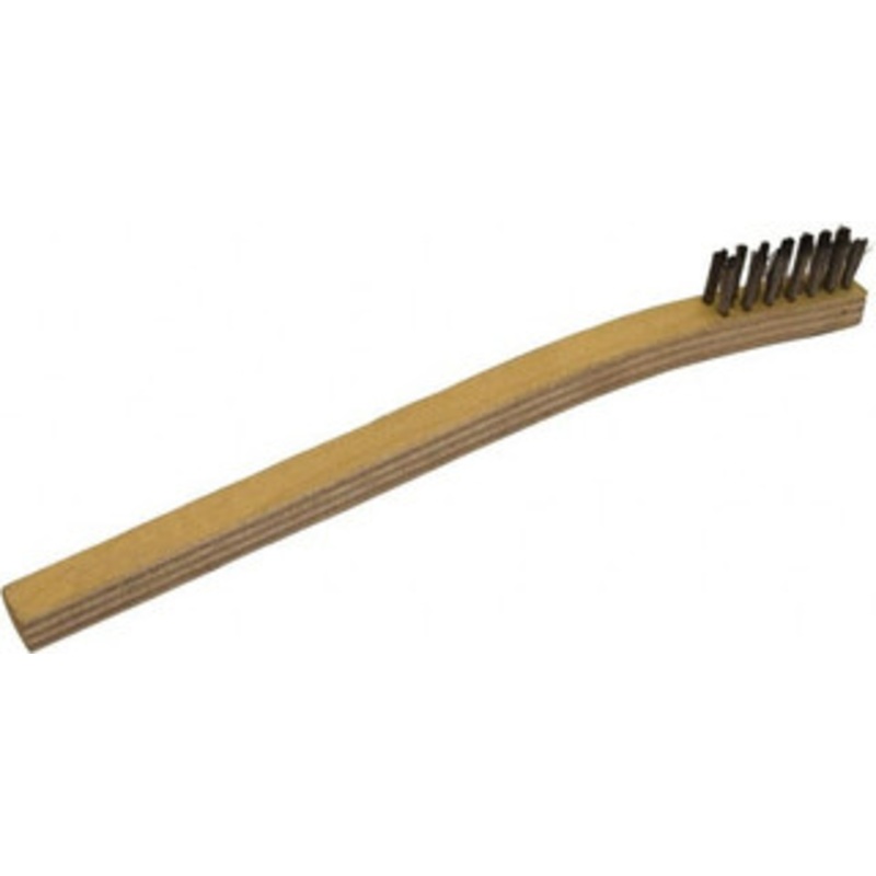 Gordon Brush 3 Rows x 7 Columns Stainless Steel Scratch Brush 1-1/2 Brush Length, 7-3/4 OAL, 7/16 Trim Length, Wood Toothbrush Handle 15SSG-12 – 87146080