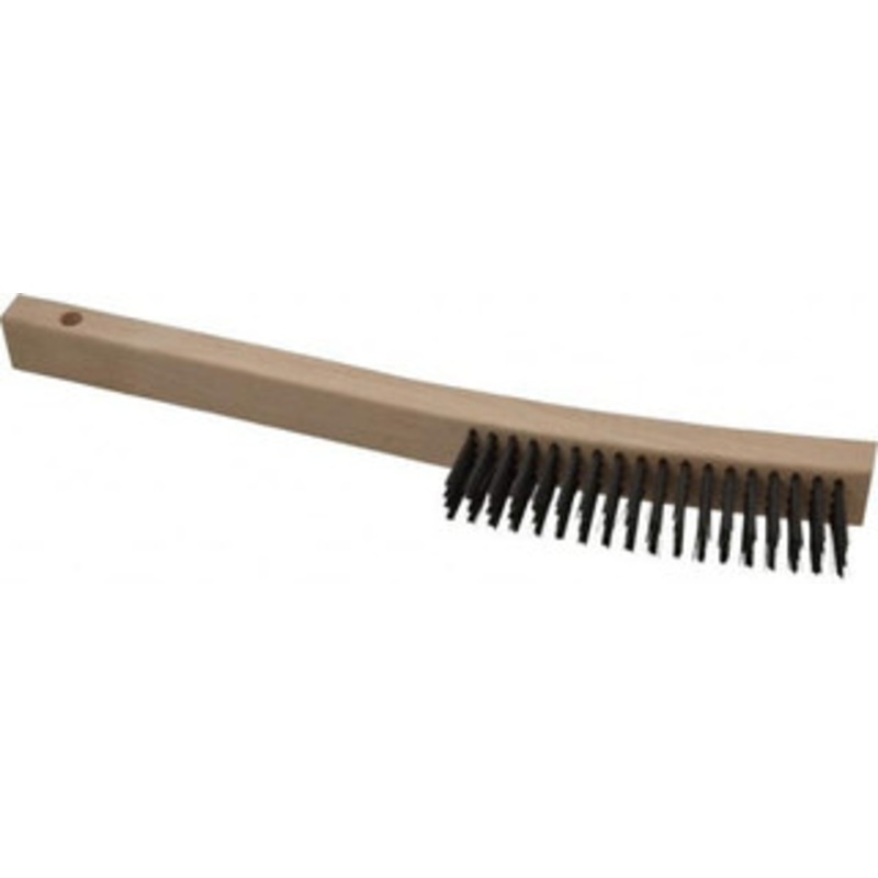 Made in USA 4 Rows x 19 Columns Wire Scratch Brush 6-1/4 Brush Length, 13-3/4 OAL, 1-3/16 Trim Length, Wood Toothbrush Handle 194 – 01252881