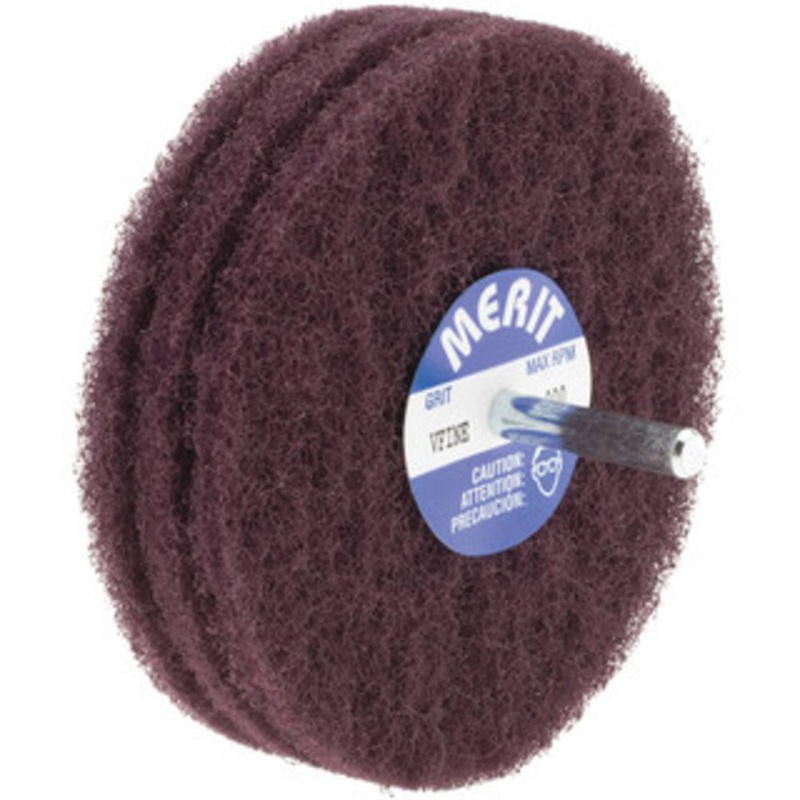 Merit Abrasives 4 Diam, Medium Mounted Scrubber Buffing Wheel 3 Ply, Very Fine Grade, 1/4 Shank Diam, 6,000 RPM 08834131563 – 72371818