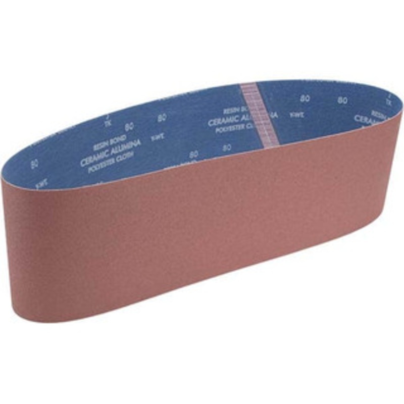 Norton 6 Wide x 48 OAL, 80 Grit, Ceramic Abrasive Belt Ceramic, Medium, Coated, Y Weighted Cloth Backing, Series R984 78072752159 – 82108283