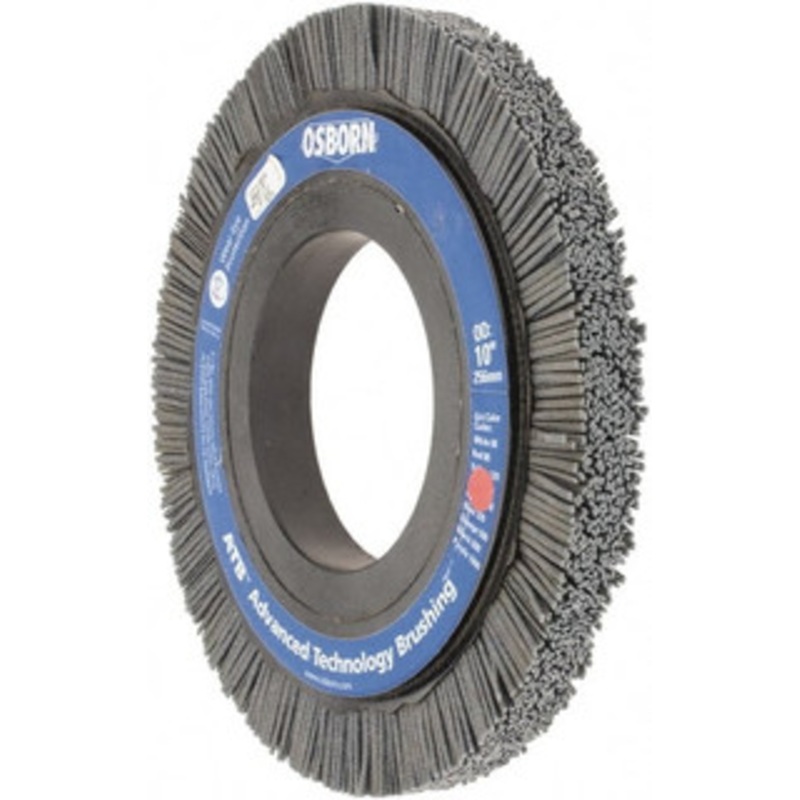 Osborn 10 OD, 4-1/4 Arbor Hole, Crimped Nylon Wheel Brush 1 Face Width, 1-1/4 Trim Length, 3,600 RPM 0004053400 – 01063635