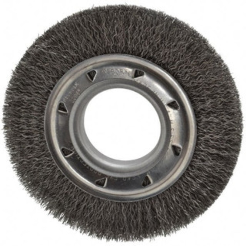 Osborn 6 OD, 2 Arbor Hole, Crimped Steel Wheel Brush 7/8 Face Width, 1 Trim Length, 0.0118 Filament Diam, 6,000 RPM 0002243200 – 06081228