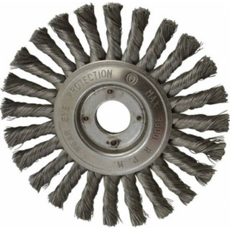 Value Collection 6 OD, 7/8 Arbor Hole, Knotted Steel Wheel Brush 1/2 Face Width, 1-1/2 Trim Length, 0.008 Filament Diam, 9,000 RPM S00652008 – 00652008