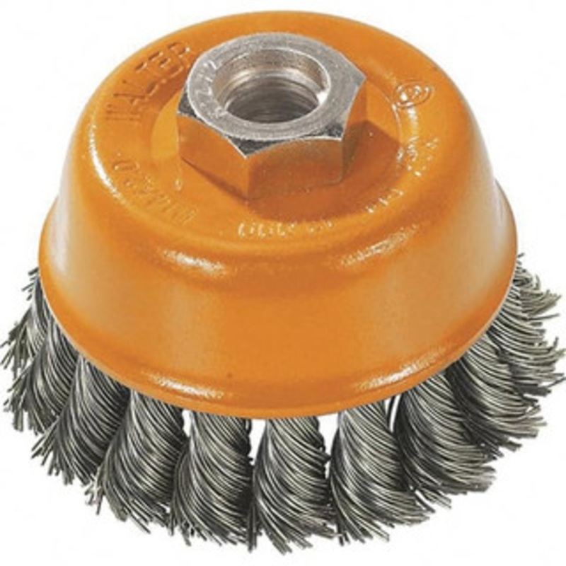 Walter Surface Technologies 3 Diam 5/8-11 Threaded Arbor Steel Fill Cup Brush Knotted Wire, 0.015 Wire Diam, 12,000 Max RPM 13F304 – 41192774