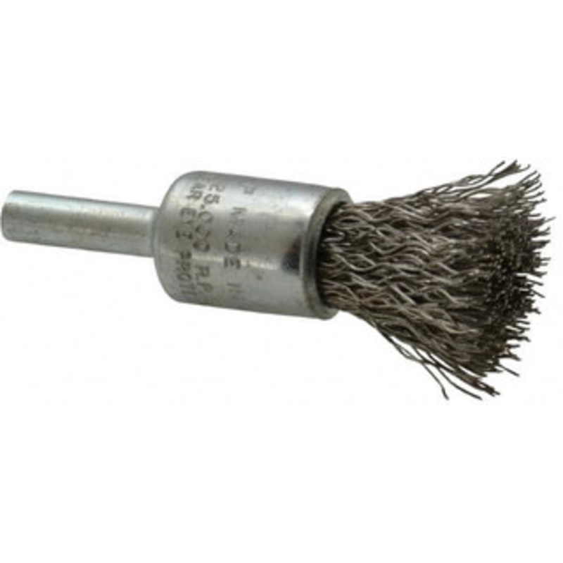 Weiler Abrasives 1/2 Diam Stainless Steel Crimped End Brush 7/8 Trim Length, 1/4 Shank Diam, 25,000 Max RPM 10015 – 75846188