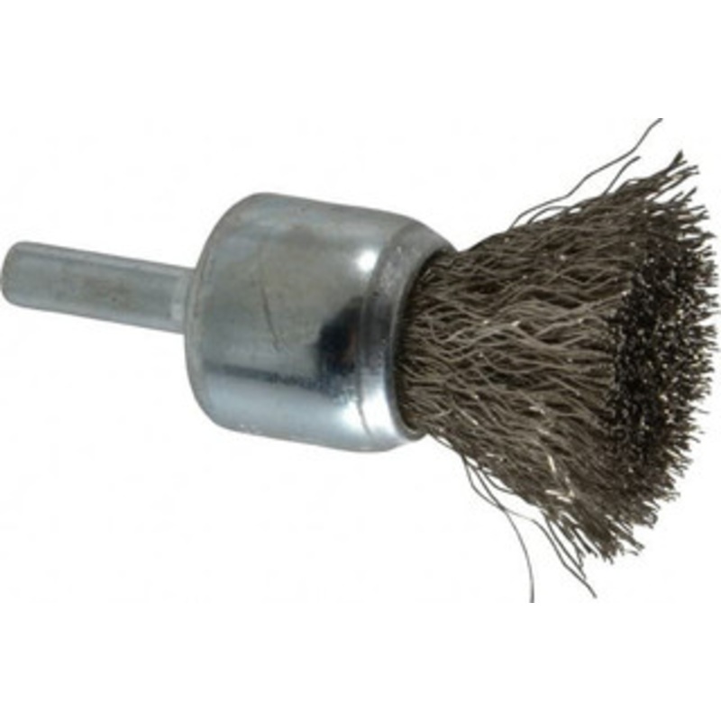 Weiler Abrasives 3/4 Diam Stainless Steel Crimped End Brush 7/8 Trim Length, 1/4 Shank Diam, 22,000 Max RPM 90292 – 00462705