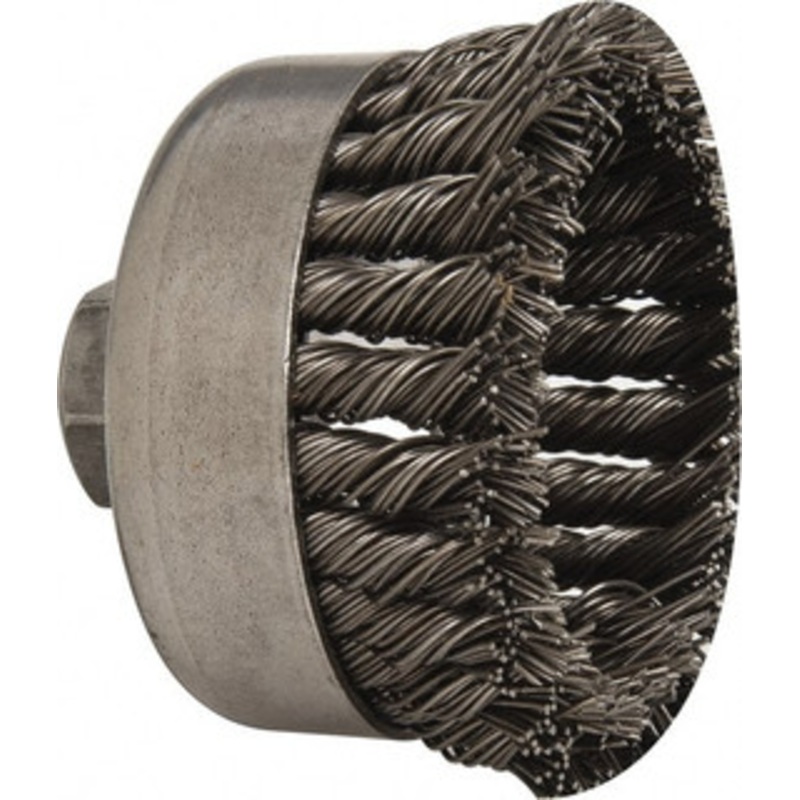 Weiler Abrasives 4 Diam 5/8-11 Threaded Arbor Steel Fill Cup Brush Knotted Wire, 0.035 Wire Diam, 1-1/4 Trim, 9,000 Max RPM 12326 – 75847061