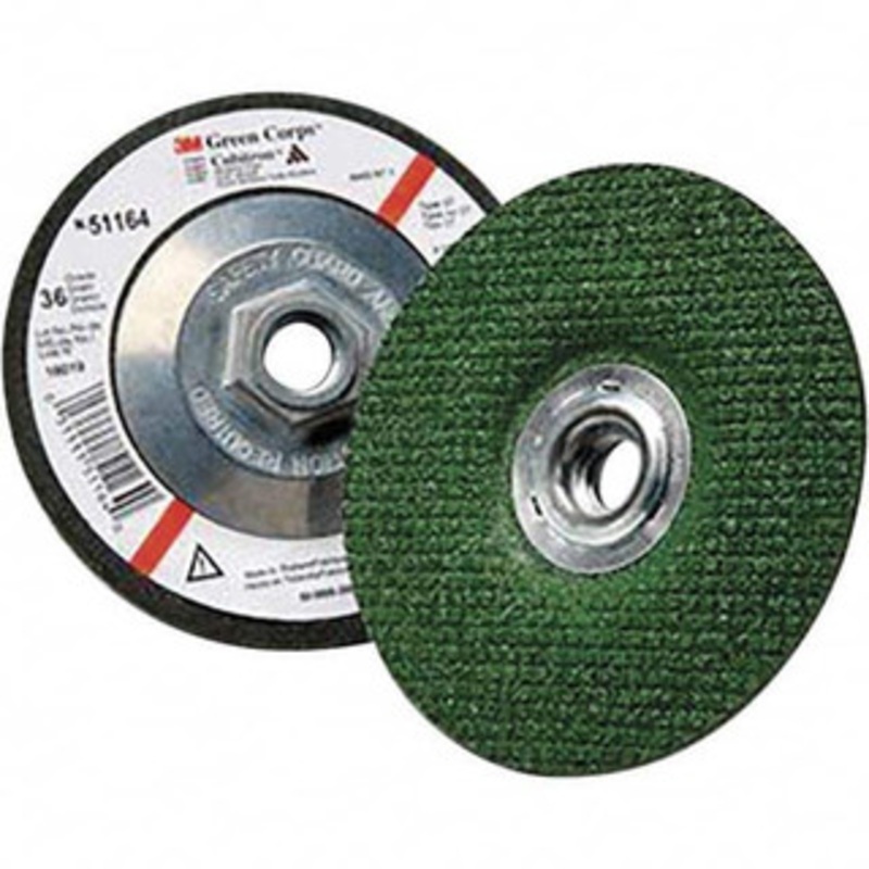 3M 36 Grit, 4-1/2 Wheel Diam, 1/8 Wheel Thickness, Type 27 Depressed Center Wheel Ceramic, 13,300 Max RPM, Compatible with Angle Grinder 7000118597 – 43349471