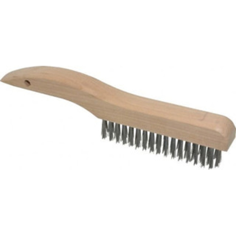 Made in USA 4 Rows x 16 Columns Wire Scratch Brush 10 OAL, 1-3/16 Trim Length, Wood Shoe Handle E164-SS – 01252915