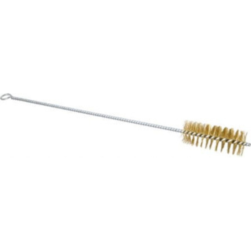 Schaefer Brush 3 Long x 1-1/4 Diam Brass Long Handle Wire Tube Brush Single Spiral, 15 OAL, 0.008 Wire Diam, 3/8 Shank Diam 14616 – 09395401