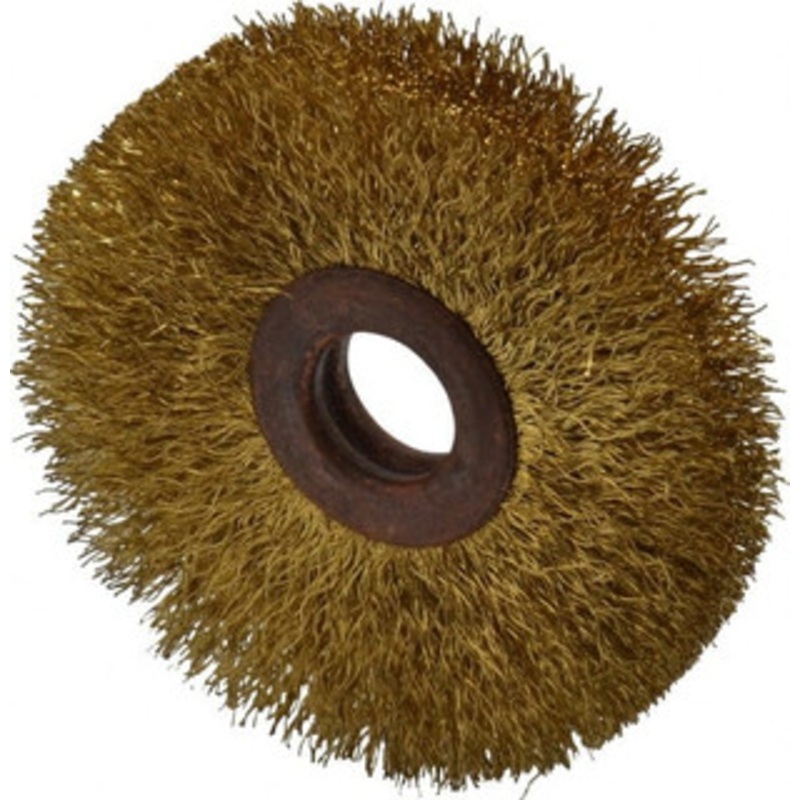 Value Collection 2-1/2 OD, 1/2 Arbor Hole, Crimped Brass Wheel Brush 3/8 Face Width, 3/4 Trim Length, 0.008 Filament Diam, 15,000 RPM 7306313320 – 74038795