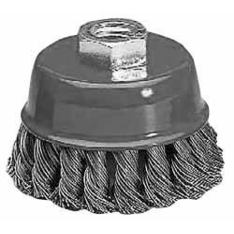 Value Collection 2-5/8 Diam M10x1.25 Threaded Arbor Steel Fill Cup Brush Knotted Wire, 0.0137 Wire Diam, 12,500 Max RPM S04185575 – 04185575