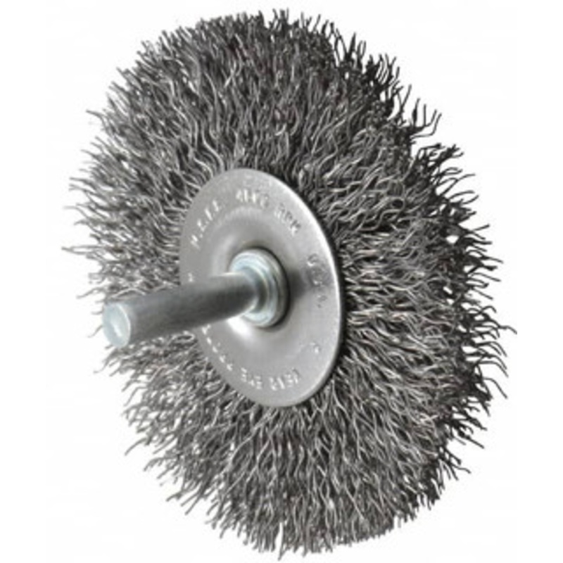Value Collection 3 OD, 1/4 Shank Diam, Crimped Steel Wheel Brush 1/4 Face Width, 0.014 Filament Diam, 4,500 RPM PB84024 – 00354076
