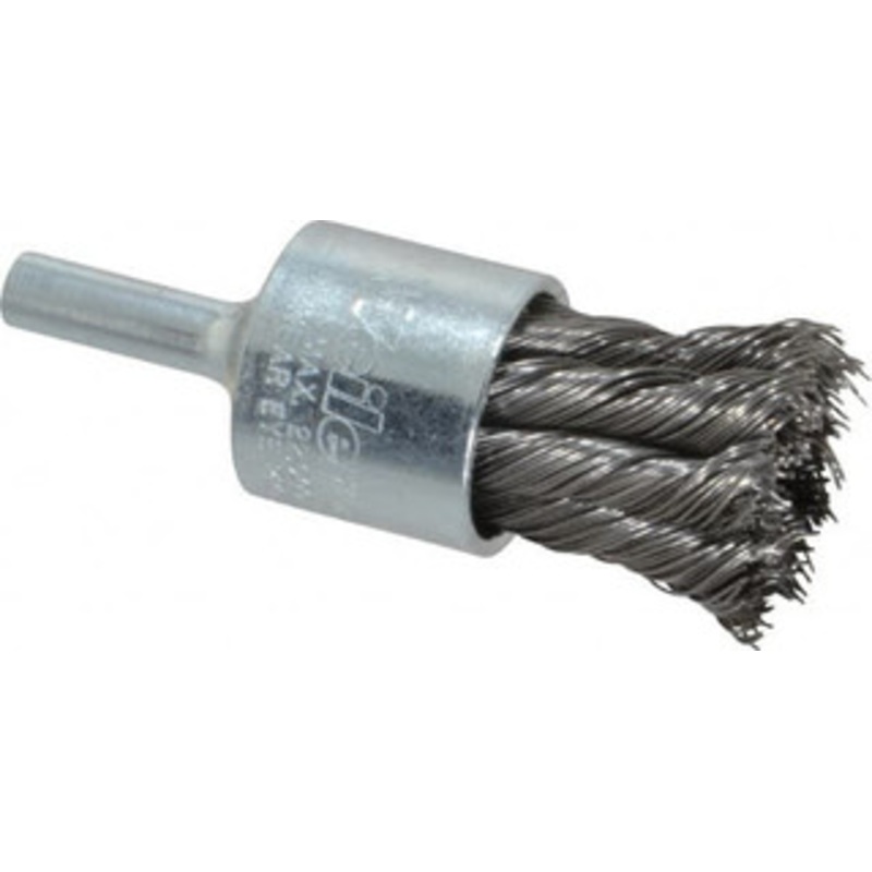 Weiler Abrasives 3/4 Diam Steel Knotted End Brush 7/8 Trim Length, 1/4 Shank Diam, 22,000 Max RPM 90319 – 00462978
