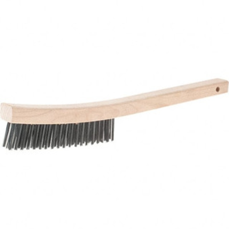 Weiler Abrasives 3 Rows x 19 Columns Steel Scratch Brush 14 Brush Length, 14 OAL, 1-3/16 Trim Length, Wood Handle 95937 – 45277100