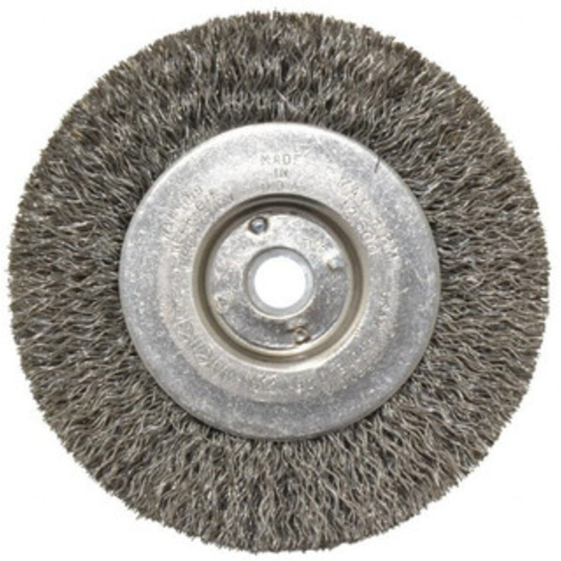 Weiler Abrasives 4 OD, 1/2 Arbor Hole, Crimped Steel Wheel Brush 1/2 Face Width, 7/8 Trim Length, 0.0118 Filament Diam, 12,500 RPM 00134 – 75843268
