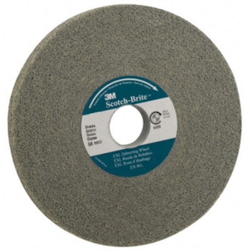 3M 12 Diam, 2 Face Width, 5 Center Hole, Fine Grade, Silicon Carbide Deburring Wheel Convolute, Hard Density 9 Grade, 3,000 RPM 7000046074 – 01260876