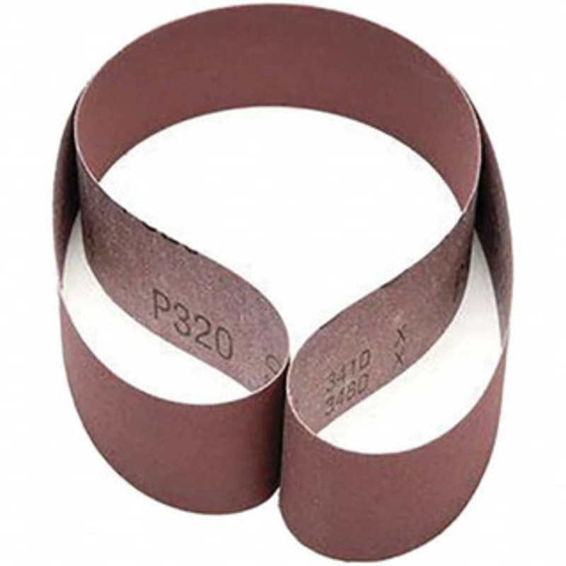 3M 2 Wide x 48 OAL, 320 Grit, Aluminum Oxide Abrasive Belt Aluminum Oxide, Extra Fine, Coated, X Weighted Cloth Backing, Series 341D 7010326172 – 02675528