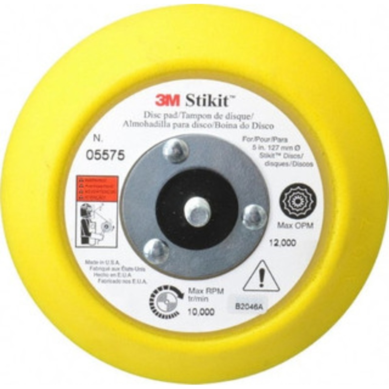 3M 5 Diam Adhesive/PSA Disc Backing Pad 3/4 Shank Diam, Medium Density, 10,000 RPM 7100033003 – 09542887