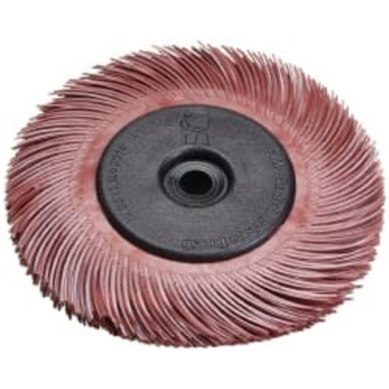 3M 6 Diam, 7/16 Max Face Width, Plain Hole Radial Bristle Brush 220 Grit, Very Fine Grade, 10,000 Max RPM, Red 7100138299 – 65235491