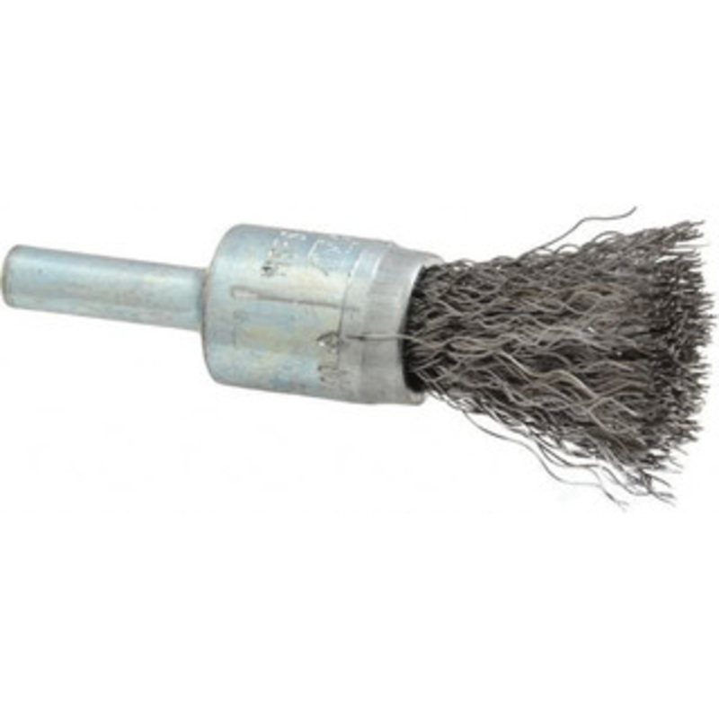 Osborn 1/2 Diam Steel Crimped End Brush 1 Trim Length, 1/4 Shank Diam, 25,000 Max RPM 0003070100 – 00126201