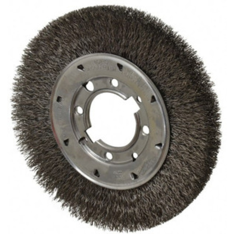 Osborn 8 OD, 2 Arbor Hole, Crimped Steel Wheel Brush 5/8 Face Width, 1-1/2 Trim Length, 0.014 Filament Diam, 4,500 RPM 0002243700 – 06081269