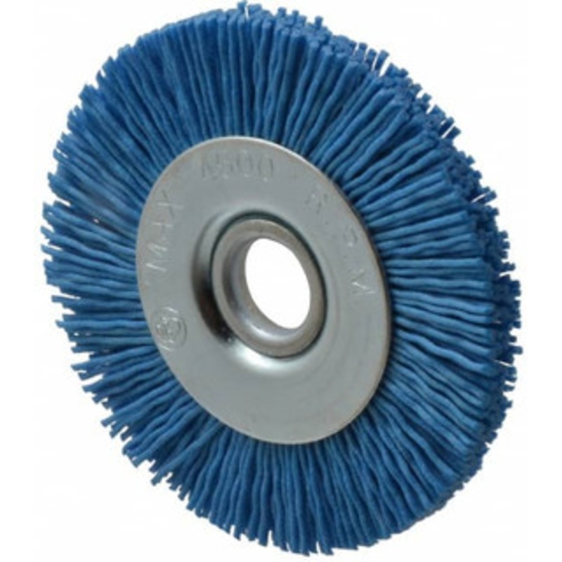 Value Collection 3 OD, 1/2 Shank Diam, 1/2 Arbor Hole, Crimped Nylon Wheel Brush 3/8 Face Width, 5/16 Trim Length, 4,500 RPM 3507512555 – 82410325