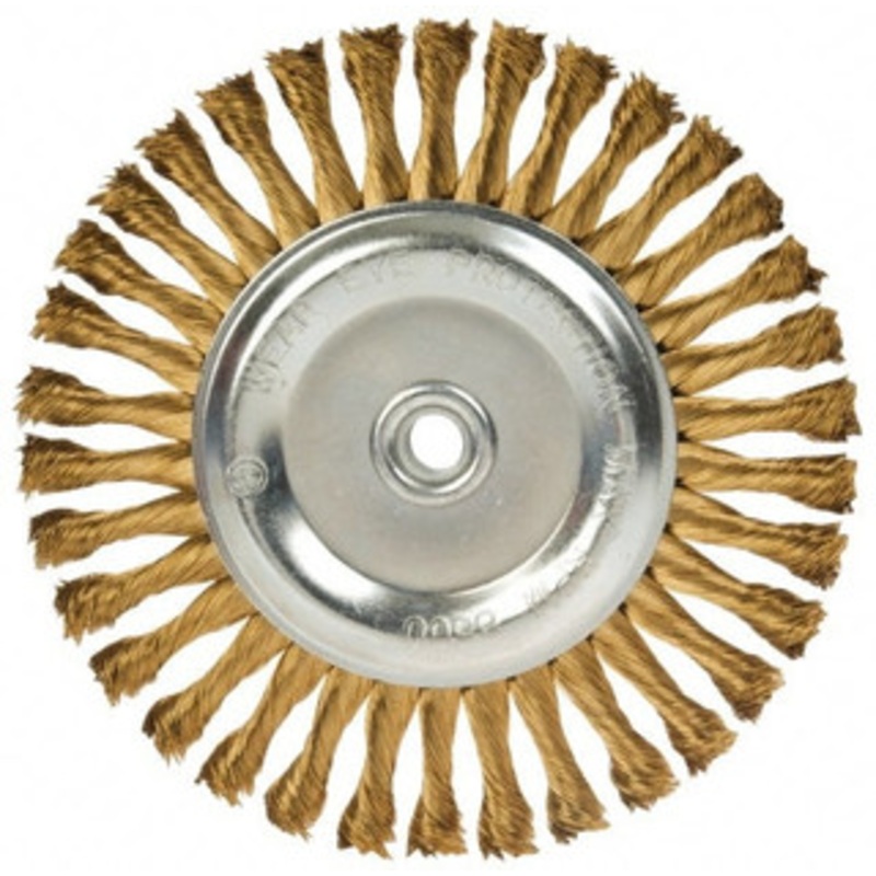 Value Collection 8 OD, 5/8-11 Arbor Hole, Knotted Brass Wheel Brush 5/8 Face Width, 1-1/2 Trim Length, 0.02 Filament Diam, 6,000 RPM 1520058350 – 74038498
