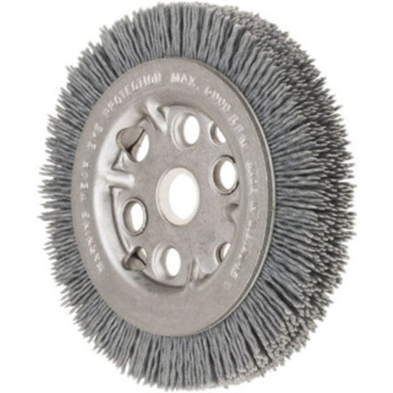 Weiler Abrasives 4-1/4 OD, 5/8 Arbor Hole, Crimped Nylon Wheel Brush 3/4 Face Width, 5/8 Trim Length, 0.035 Filament Diam, 6,000 RPM 20314 – 47029046