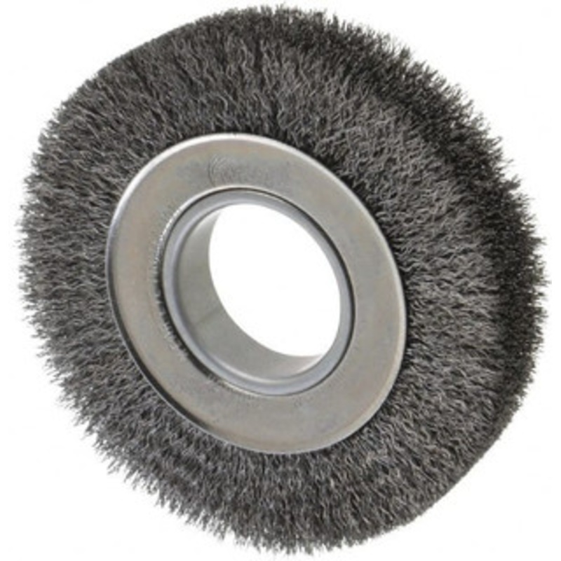 Weiler Abrasives 6 OD, 2 Arbor Hole, Crimped Steel Wheel Brush 1-1/4 Face Width, 1-1/8 Trim Length, 0.0118 Filament Diam, 6,000 RPM 93624 – 03596954