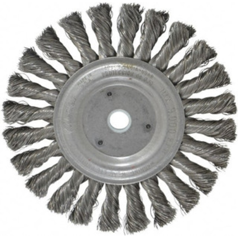 Weiler Abrasives 6 OD, 5/8 Arbor Hole, Knotted Steel Wheel Brush 1/2 Face Width, 1-3/8 Trim Length, 0.0118 Filament Diam, 9,000 RPM 94643 – 03597184
