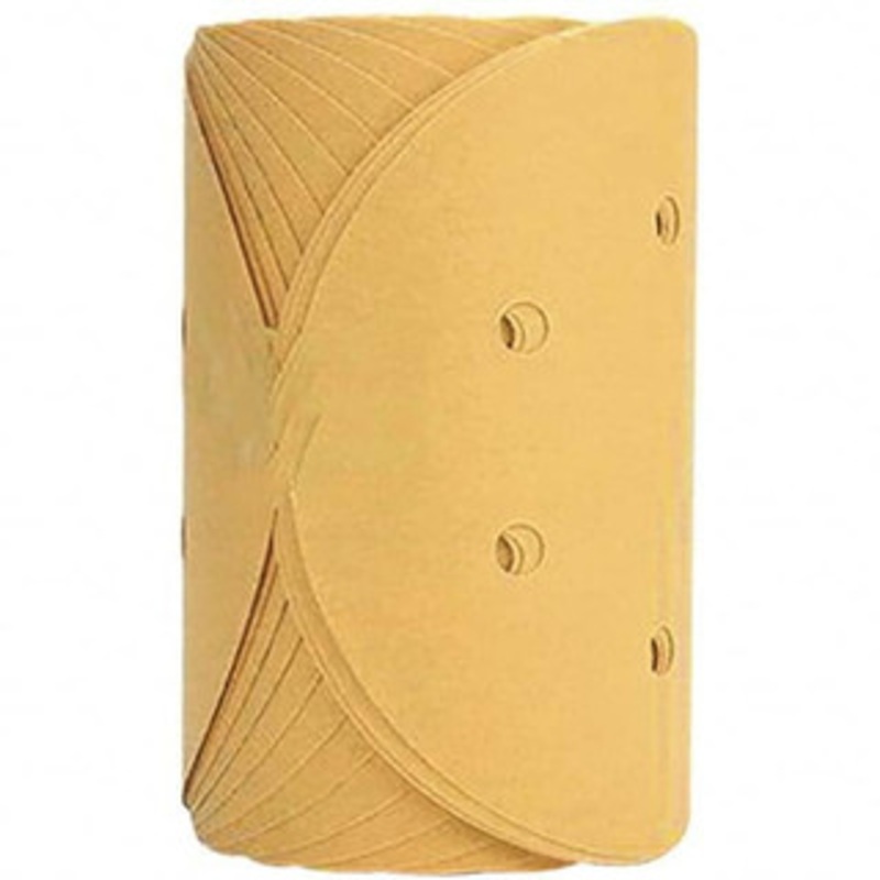 3M 6 Diam, 220 Grit FEPA, Aluminum Oxide Adhesive PSA Disc Very Fine Grade, Gold, A Weighted Backing, Flexible, Use with Random Orbital Sanders 7000119708 – 01209592
