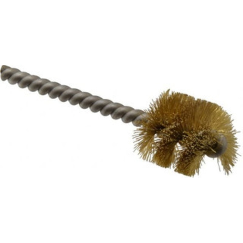 Made in USA 1 Diam Helical Brass Tube Brush Single Spiral, 0.008 Filament Diam, 1 Brush Length, 3-1/2 OAL, 0.248 Diam Stainless Steel Shank 09-401638 – 03715521
