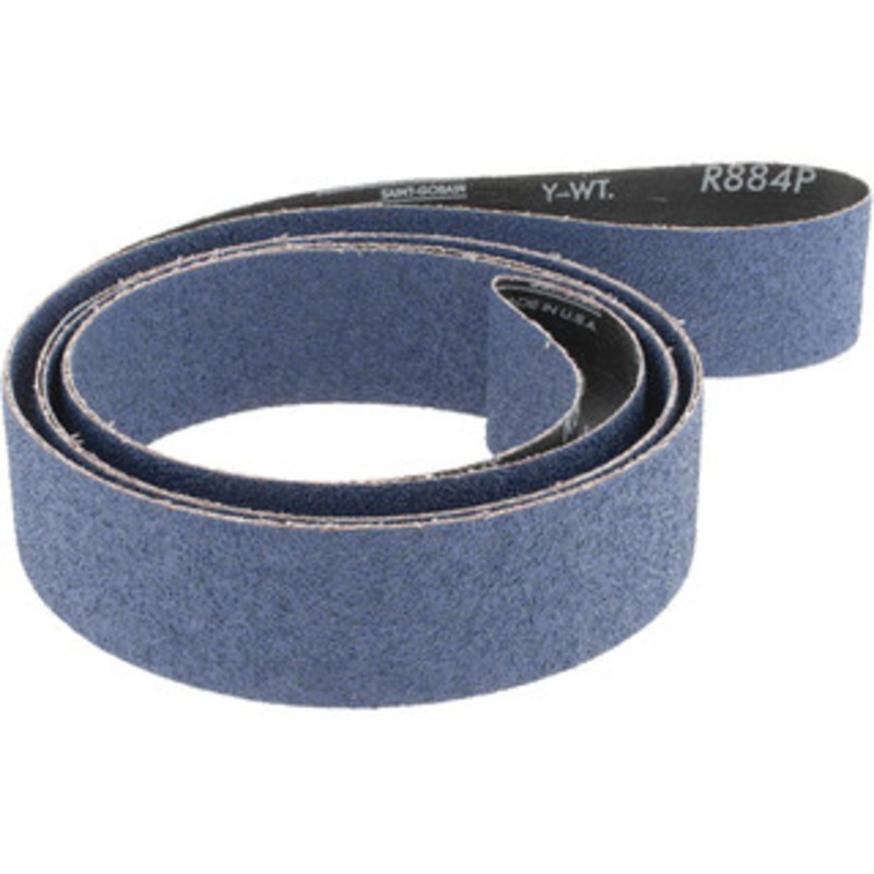 Norton 2 Wide x 132 OAL, 50 Grit, Zirconia Alumina Abrasive Belt Zirconia Alumina, Coarse, Coated, Y Weighted Cloth Backing, Series R824 78072750013 – 85119055