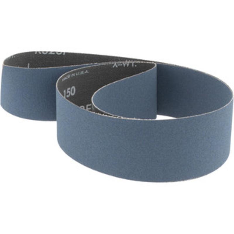 Norton 2 Wide x 48 OAL, 150 Grit, Zirconia Alumina Abrasive Belt Zirconia Alumina, Very Fine, Coated, X Weighted Cloth Backing 78072728613 – 85118156