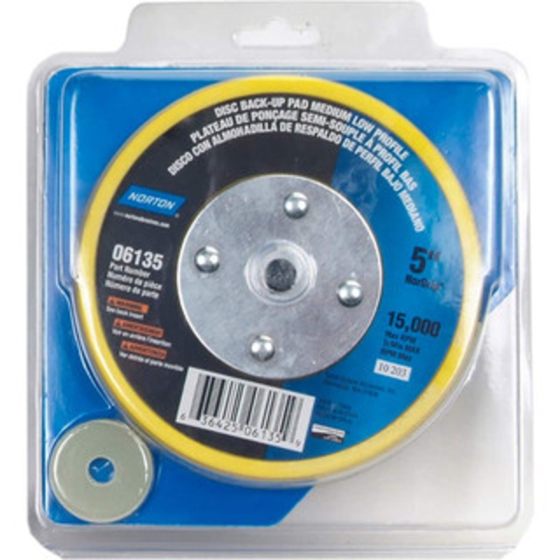 Norton 5 Diam Adhesive/PSA Disc Backing Pad Medium Density, 12,000 RPM 63642506135 – 66491101