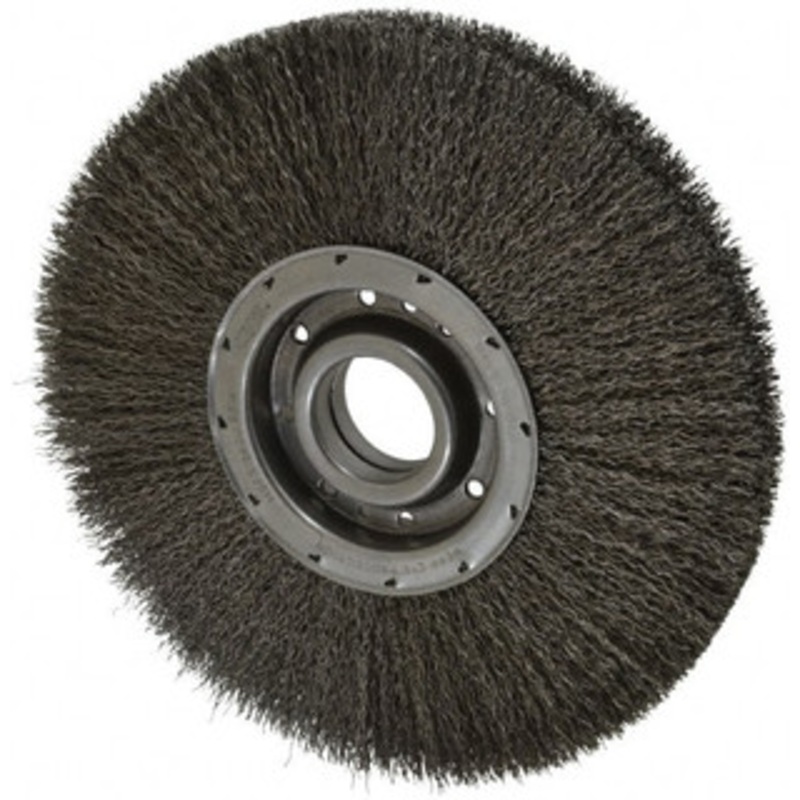 Osborn 12 OD, 2 Arbor Hole, Crimped Steel Wheel Brush 2 Face Width, 3-1/4 Trim Length, 0.02 Filament Diam, 3,600 RPM 0002201700 – 06080899