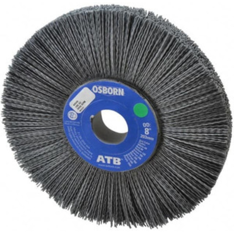 Osborn 8 OD, 1-1/4 Arbor Hole, Crimped Nylon Wheel Brush 1 Face Width, 2-1/4 Trim Length, 0.035 Filament Diam, 3,600 RPM 0004059600 – 01063478