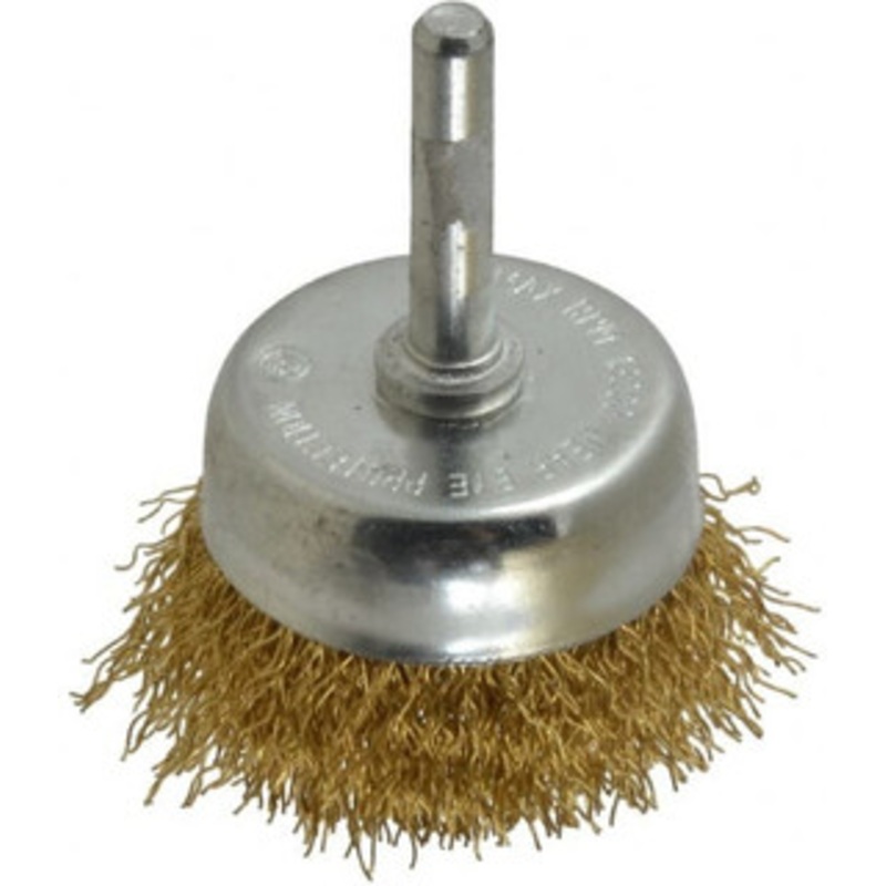 Value Collection 2 Diam 1/4 Shank Brass Fill Cup Brush Crimped Wire, 0.012 Wire Diam, 5/8 Trim, 13,000 Max RPM 3105006330 – 74038613
