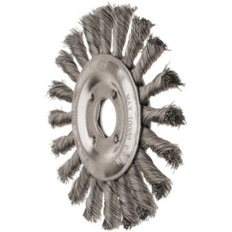 Value Collection 5 OD, 7/8 Arbor Hole, Knotted Steel Wheel Brush 1/2 Face Width, 1-1/8 Trim Length, 0.008 Filament Diam, 10,000 RPM S00651976 – 00651976
