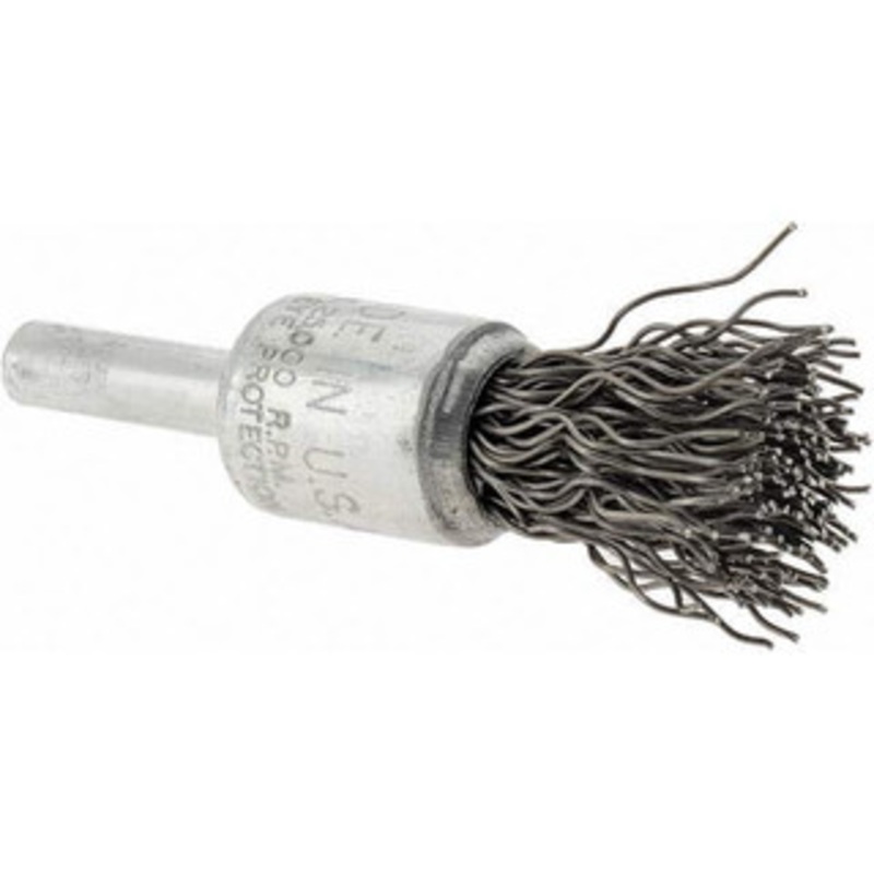 Weiler Abrasives 1/2 Diam Steel Crimped End Brush 7/8 Trim Length, 1/4 Shank Diam, 25,000 Max RPM 90373 – 64705114