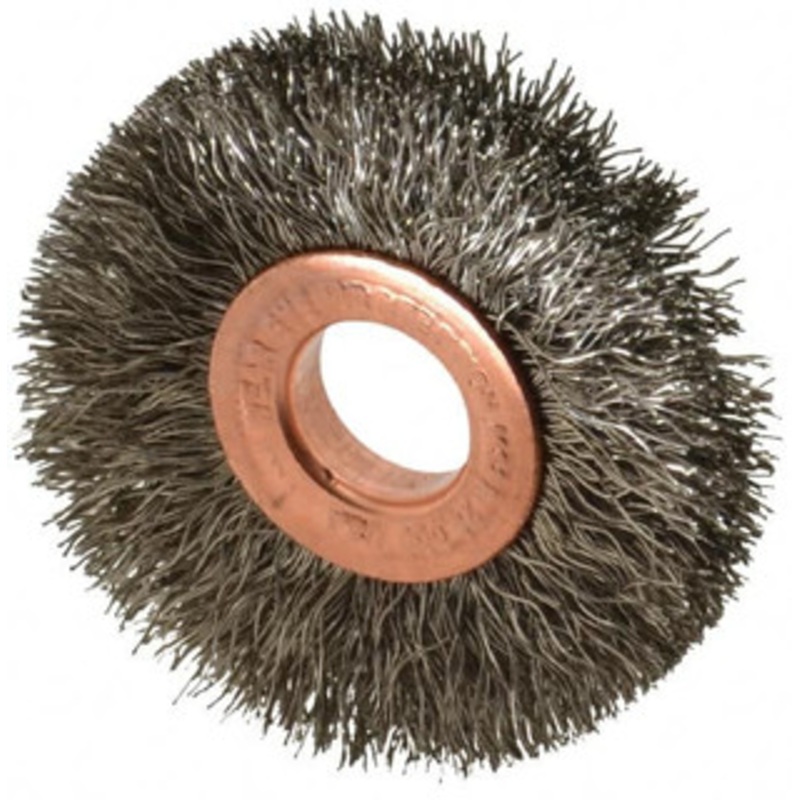 Weiler Abrasives 2 OD, 1/2 Arbor Hole, Crimped Stainless Steel Wheel Brush 3/8 Face Width, 1/2 Trim Length, 0.0104 Filament Diam, 20,000 RPM 93664 – 03598166