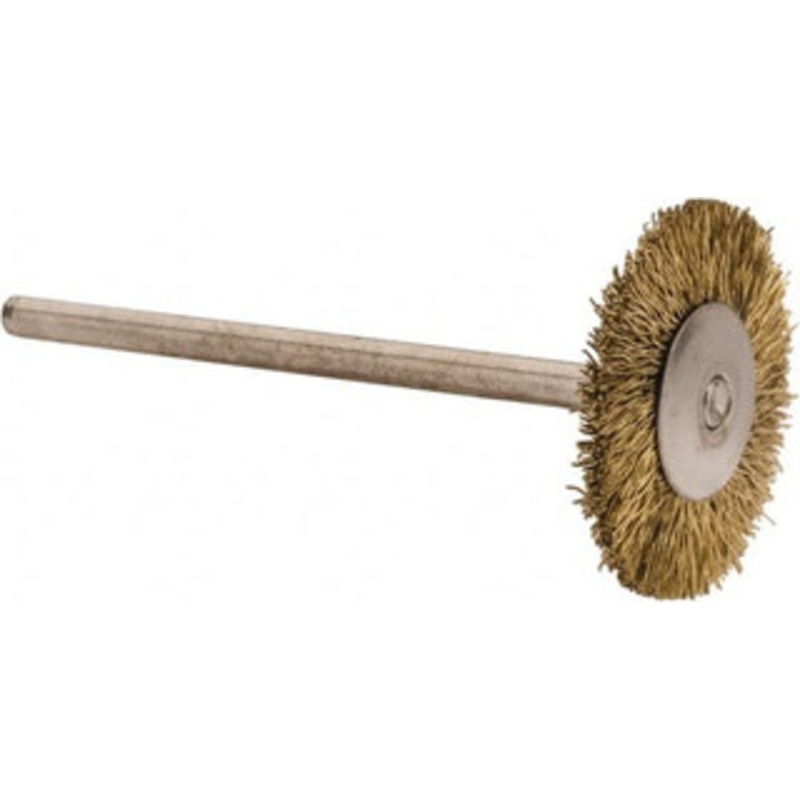 Weiler Abrasives 3/4 OD, 3/32 Shank Diam, Crimped Brass Wheel Brush 3/16 Trim Length, 0.005 Filament Diam, 37,000 RPM 26144 – 75852541