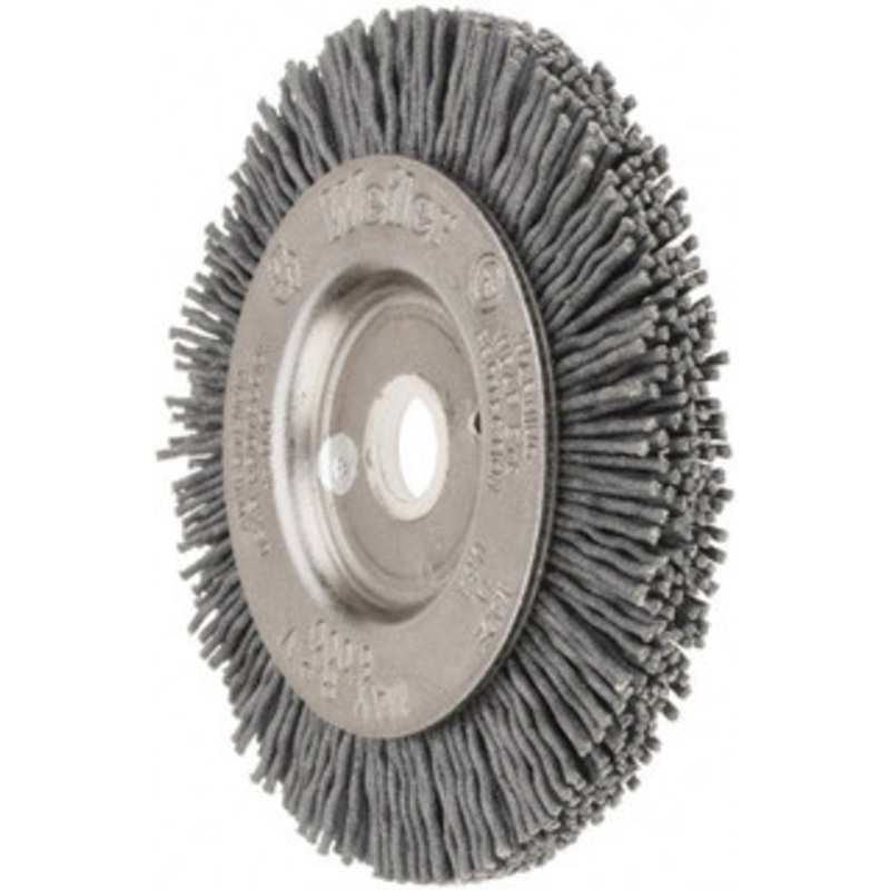 Weiler Abrasives 3 OD, 1/2 Arbor Hole, Crimped Nylon Wheel Brush 3/8 Face Width, 1/2 Trim Length, 0.035 Filament Diam, 6,000 RPM 31084 – 47029079