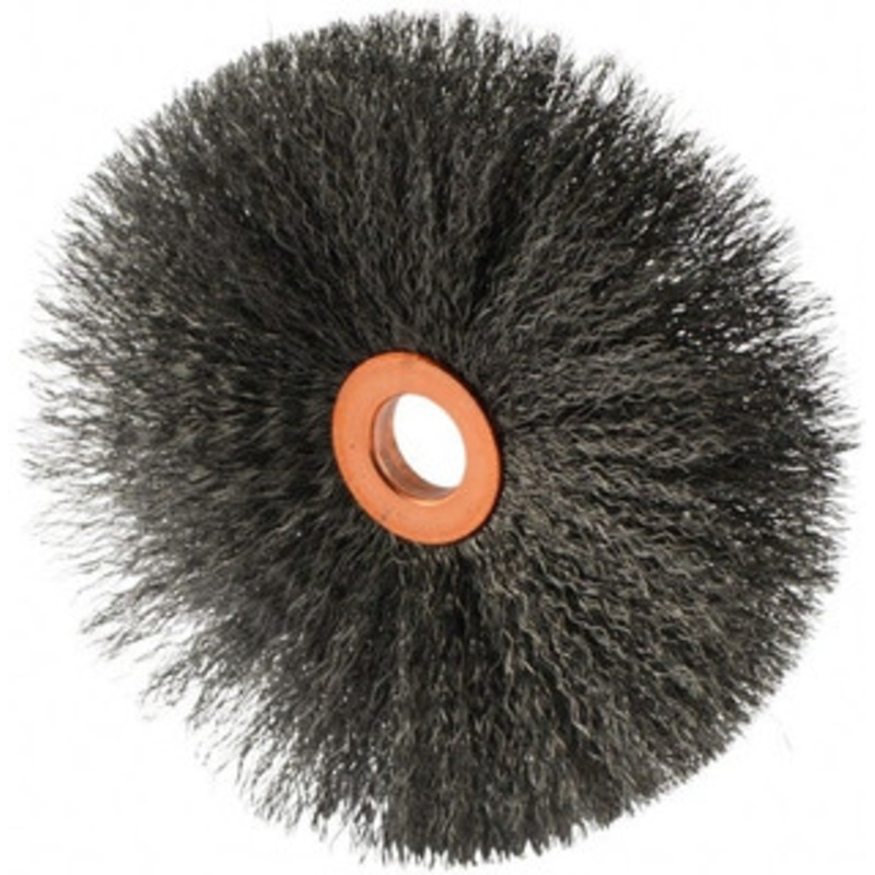 Weiler Abrasives 4 OD, 1/2 Arbor Hole, Crimped Steel Wheel Brush 1/2 Face Width, 1-1/2 Trim Length, 0.006 Filament Diam, 20,000 RPM 99553 – 82074667