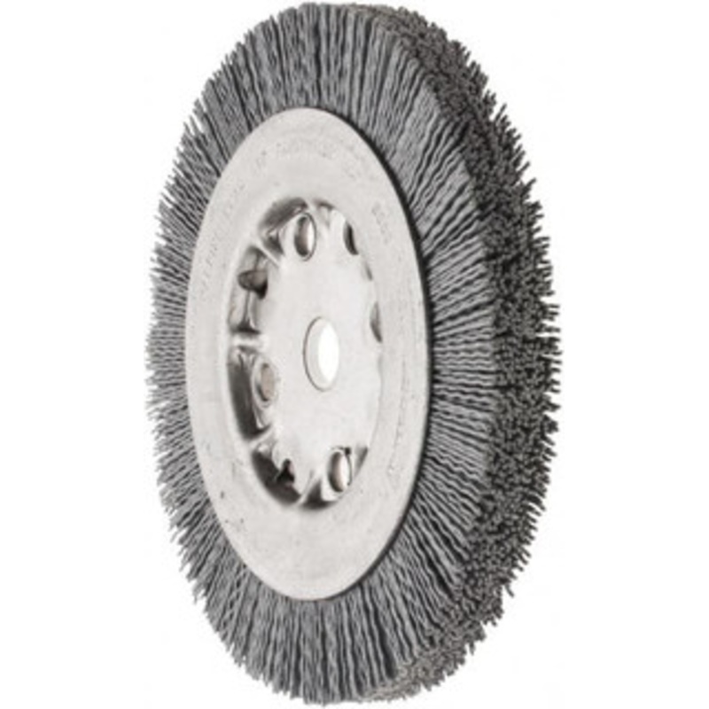 Weiler Abrasives 6 OD, 5/8 Arbor Hole, Crimped Nylon Wheel Brush 5/8 Face Width, 7/8 Trim Length, 0.035 Filament Diam, 4,500 RPM 31122 – 30070510
