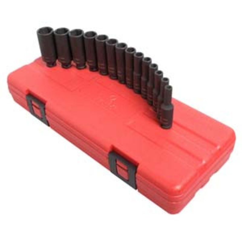 Sunex 1/4 Drive 14 Piece Metric Deep Magnetic Impact Socket Set – SU1831