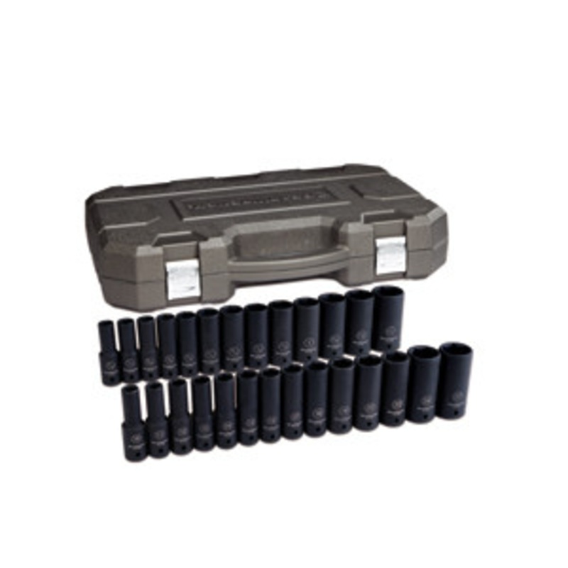 GEARWRENCH 27 Pc 1/2 Drive 6 Point SAE and Metric Deep Impact Socket – KD84949N