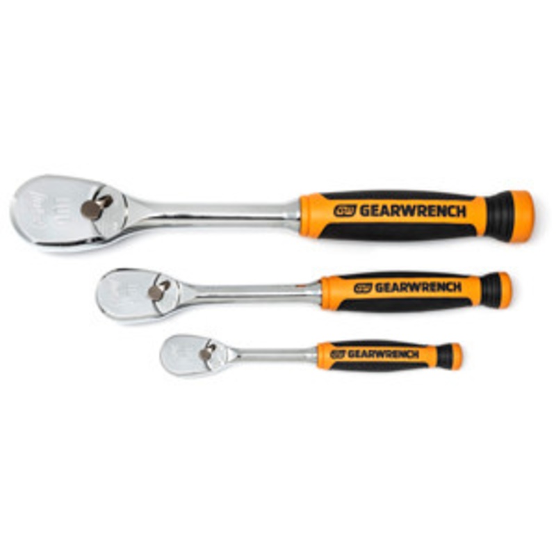 GEARWRENCH 3 Pc 1/4 3/8 & 1/2 90T Tooth Cushion Grip Ratchet Set – KD81207T