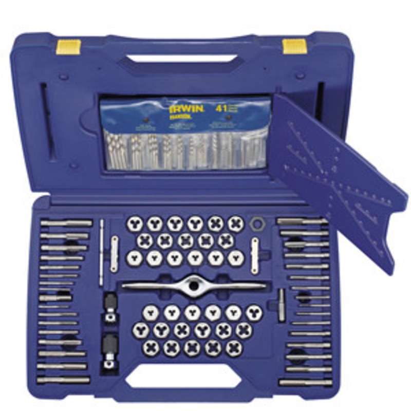 IRWIN 116-Piece Machine SAE Metric Self Alignment Tap & Die Set – HA1841432